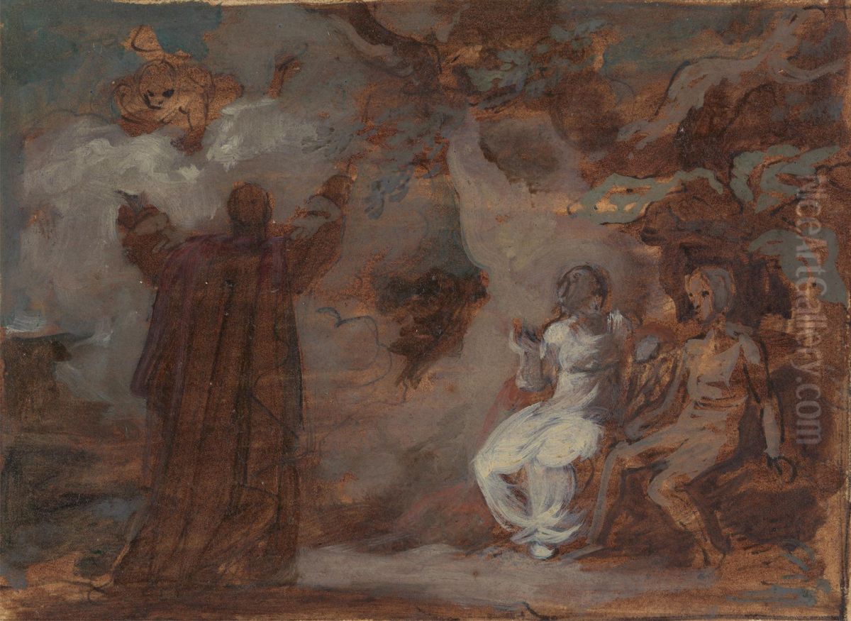 Prospero Conjuring a Masque for Ferdinand and Miranda Oil Painting by Robert Smirke