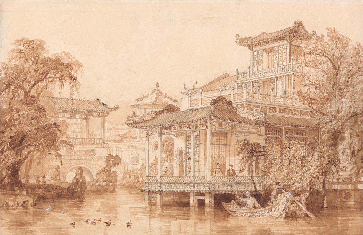 The House of a Chinese Merchant near Canton Oil Painting by Thomas Allom