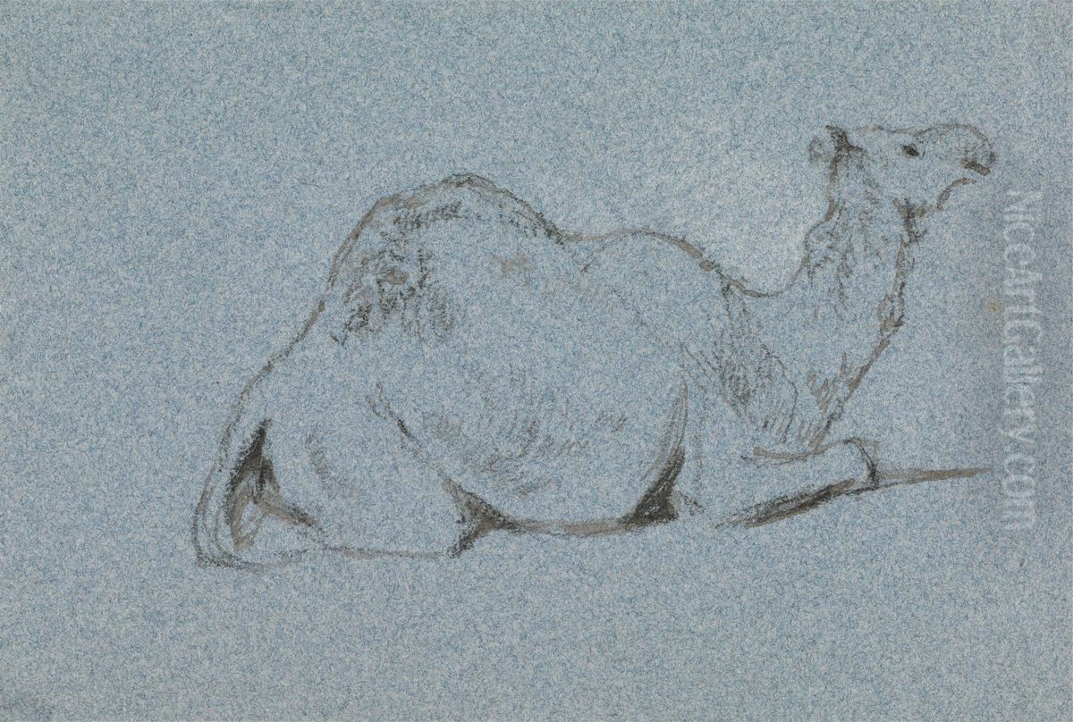 A Camel Resting, Side View to the Right Oil Painting by George Jones