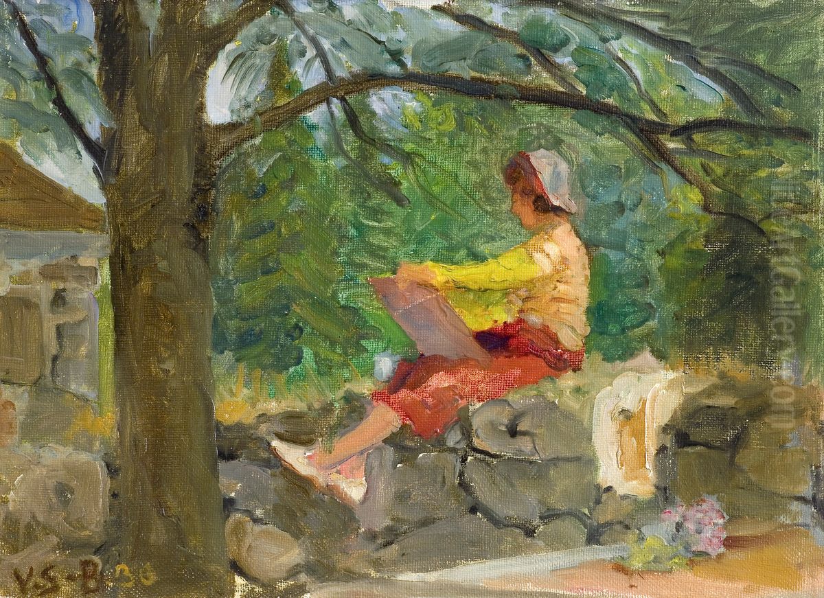 Artist Friend Drawing Oil Painting by Venny Soldan-Brofeldt