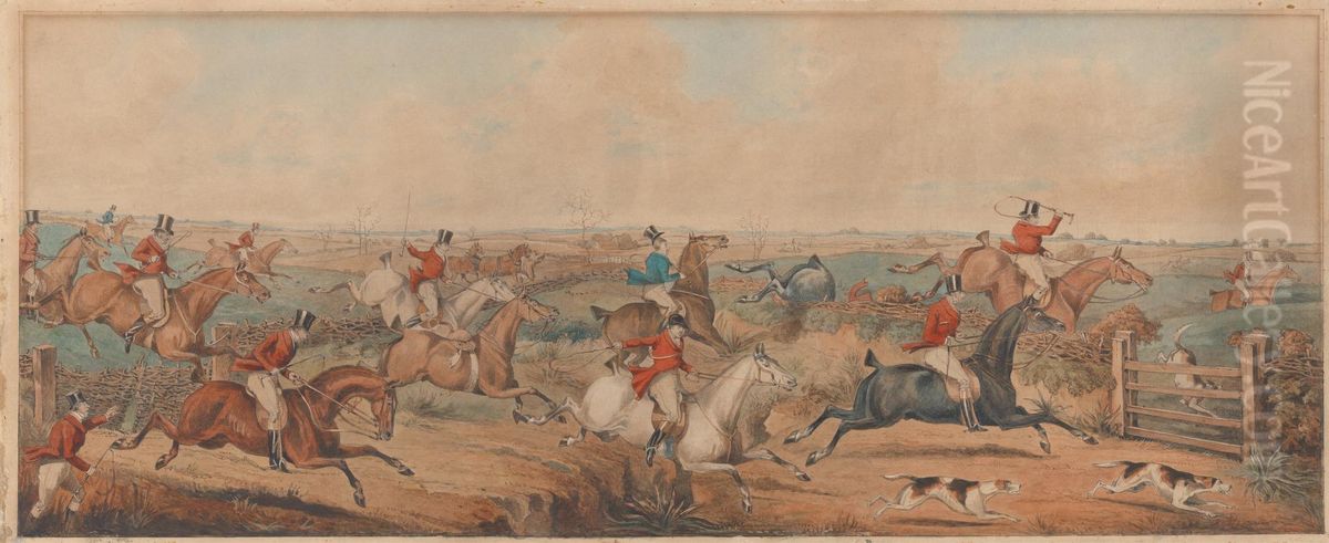 The Leicestershire Hunt - A Struggle for the Start Oil Painting by Henry Thomas Alken
