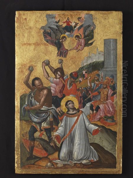 The Stoning of Stephen Oil Painting by Philotheos Skoufos