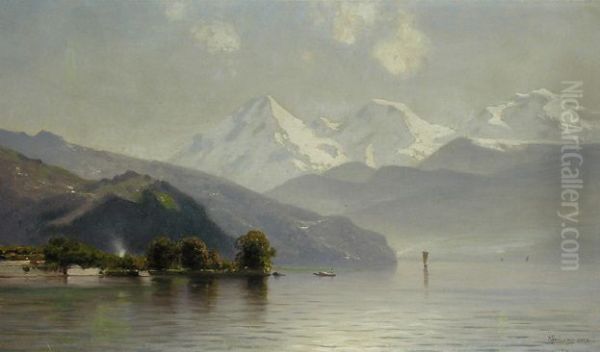 Gebirgssee Oil Painting by Ascan Lutteroth