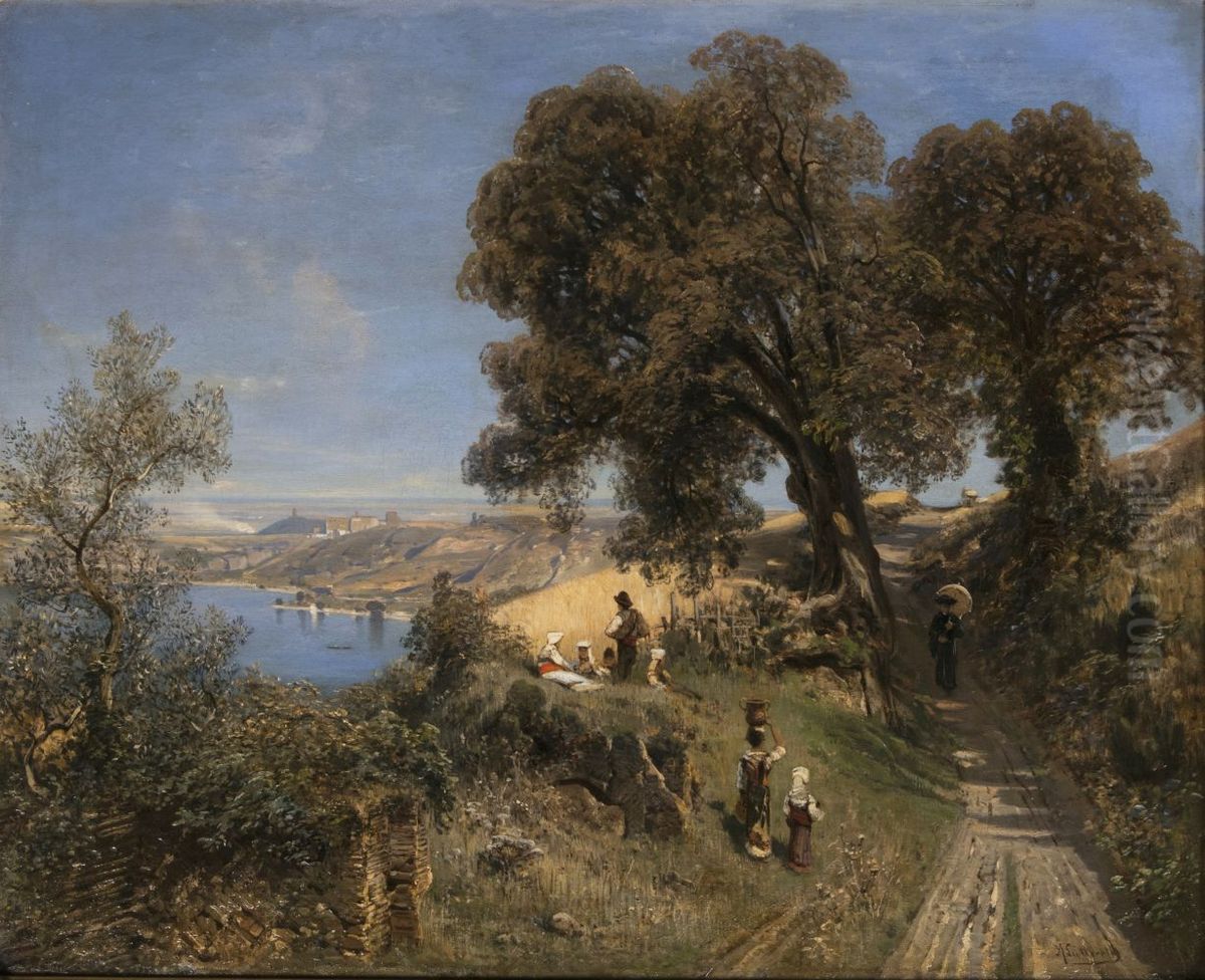 Sommeridylle in Italien Oil Painting by Ascan Lutteroth