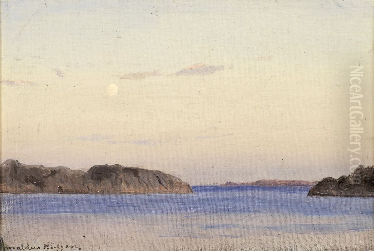 Fra skjaergarden ved Ny-Hellesund Oil Painting by Amaldus Nielsen