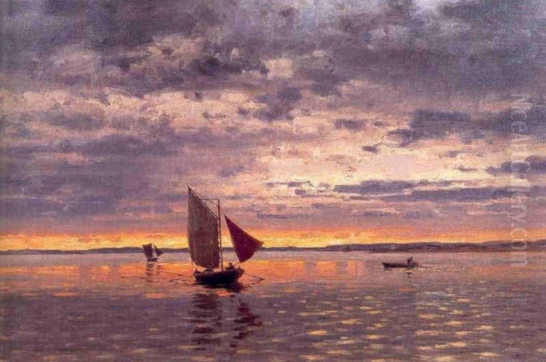 Aften ved Fredrikstad Oil Painting by Amaldus Nielsen