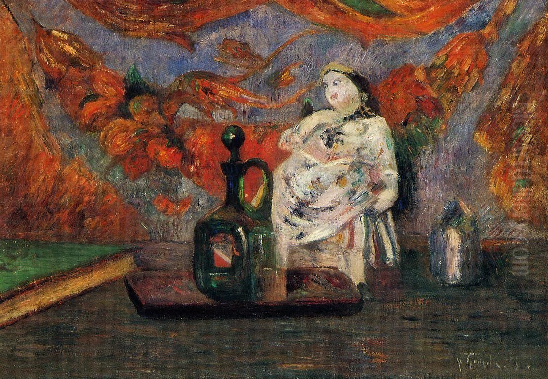 Nature morte avec carafon et figurine, ou Nature morte a la figurine de ceramique Oil Painting by Paul Gauguin