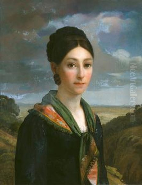 Portrait of Madelaine Jacot-Guillarmod Oil Painting by Leopold Robert