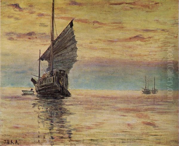 Sea at Sunset Oil Painting by Shigeru Aoki