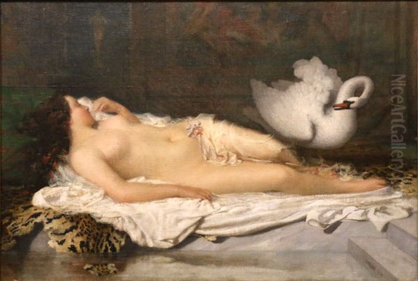 Leda et le cygne. Oil Painting by Charles Negre