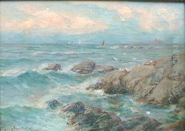 Rocky Coast Oil Painting by Betzy Akersloot-Berg