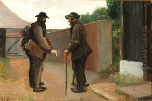 Soren Bondhagen talking to an old man from Skagen.