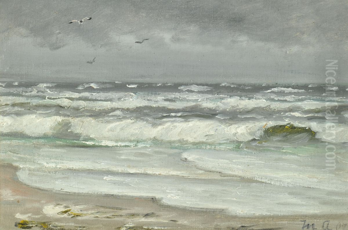 Some beach and a seascape. Oil Painting by Michael Peter Ancher