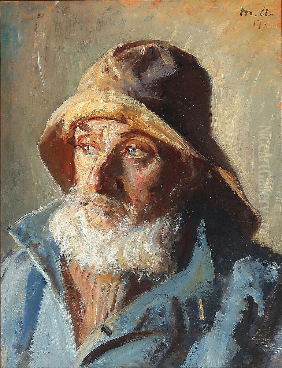 En fisker med sydvest. Oil Painting by Michael Peter Ancher