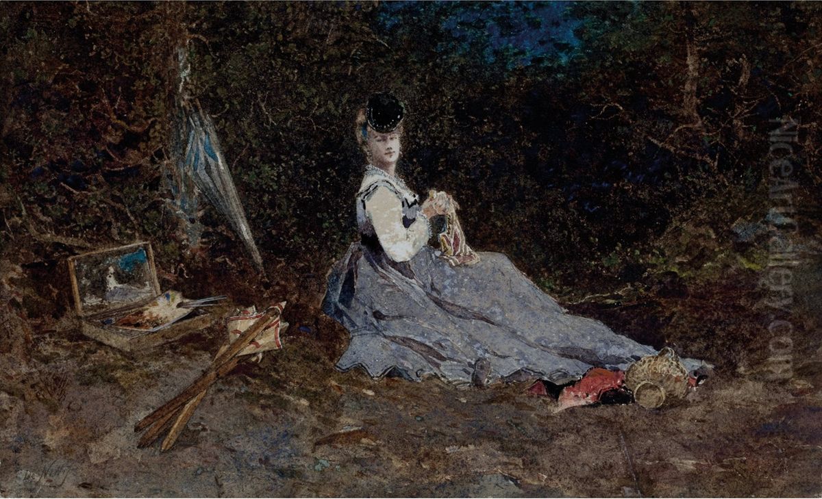 In posa Oil Painting by Giuseppe de Nittis In posa Oil Painting by Giuseppe de Nittis