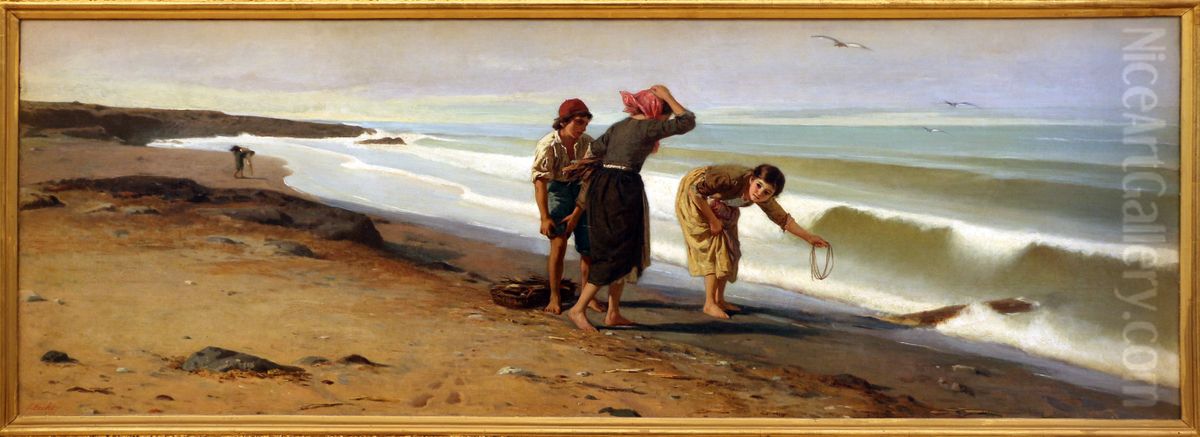 dopo la burrasca Oil Painting by Luigi Bechi