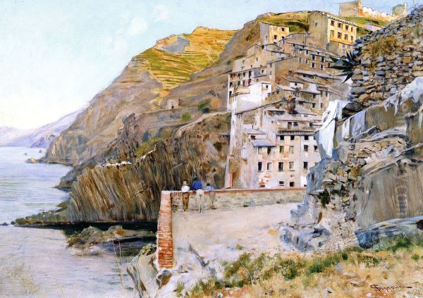 Riomaggiore Oil Painting by Telemaco Signorini