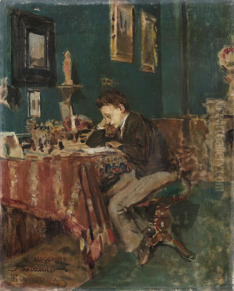 Das Studium Oil Painting by Telemaco Signorini