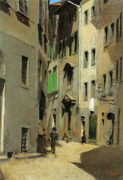 Via Torta, Firenze Oil Painting by Telemaco Signorini