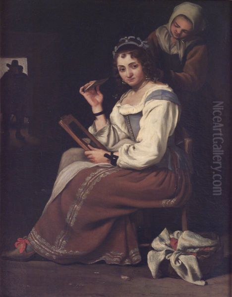Woman making her toilet Oil Painting by Michiel Sweerts