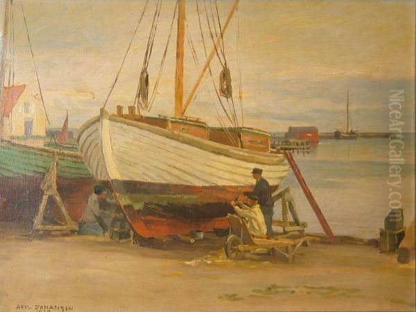 From a habour. Oil Painting by Axel Johansen