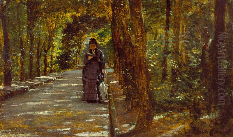 Appuntamento al bosco di Portici Oil Painting by Giuseppe de Nittis Appuntamento al bosco di Portici Oil Painting by Giuseppe de Nittis