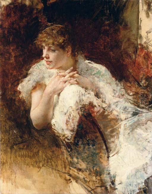 Neapolitan lady Oil Painting by Giuseppe de Nittis