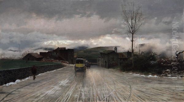 Crossing the Apennines - Memories Oil Painting by Giuseppe de Nittis