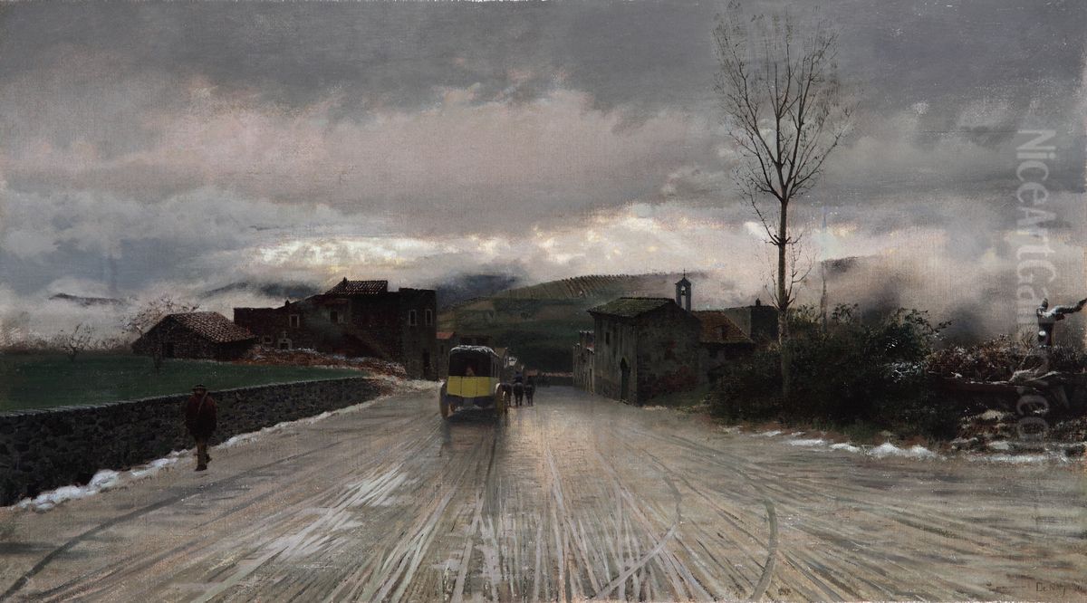 La traversata degli Appennini - Ricordo Oil Painting by Giuseppe de Nittis La traversata degli Appennini - Ricordo Oil Painting by Giuseppe de Nittis