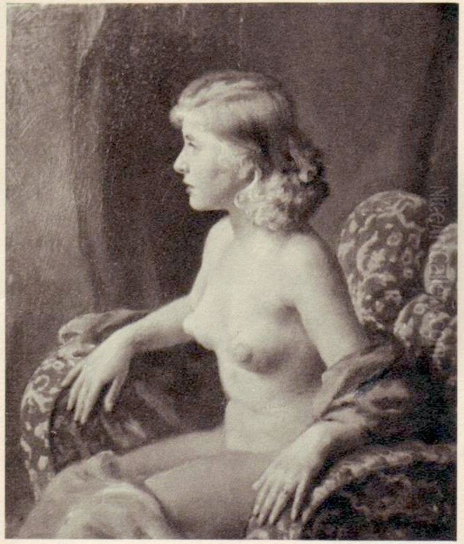 Modelka v atelieru Oil Painting by Frantisek Antonin Jelinek