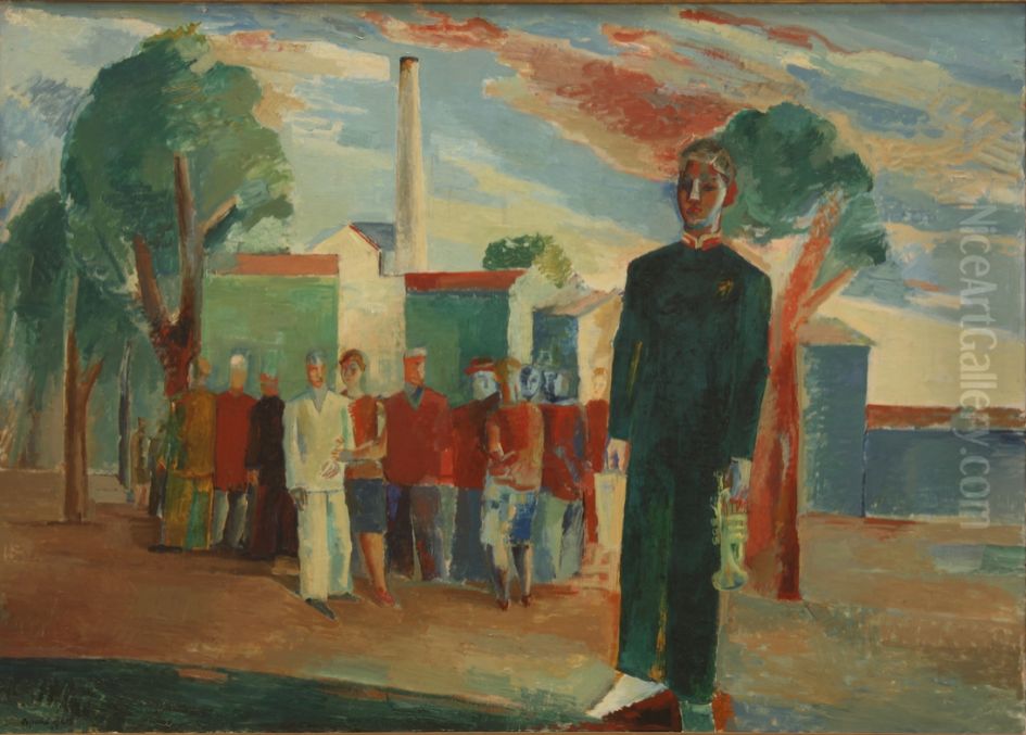 Musikanten Oil Painting by Bjarne Ness