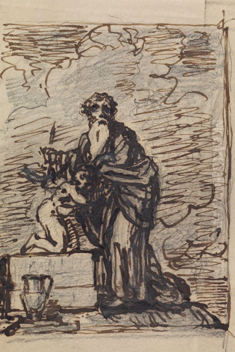 Study of Abraham Being Tested by God Oil Painting by Robert Smirke