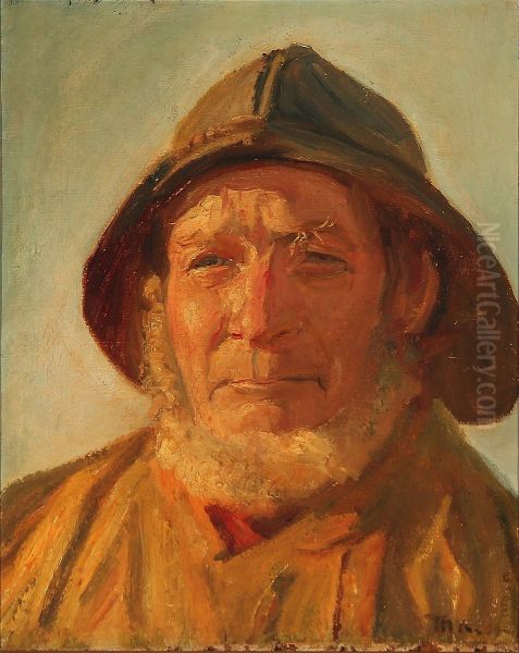 Fisherman in the afternoon sun. Oil Painting by Michael Peter Ancher