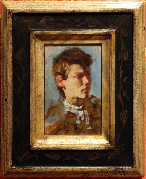 Self-Portrait as a young man Oil Painting by Francesco Paolo Michetti