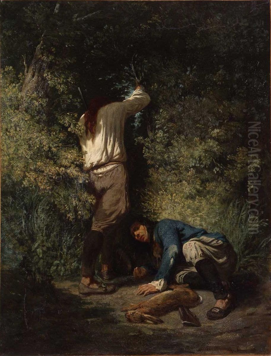 Retour de chasse Oil Painting by Evariste Vital Luminais