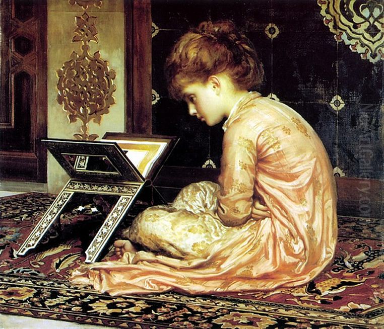 At a Reading Desk Oil Painting by Lord Frederick Leighton At a Reading Desk Oil Painting by Lord Frederick Leighton