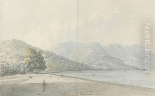 Borgo da Vico, Como (Borgo da Vico with the Villa Olmo) Oil Painting by John Webber