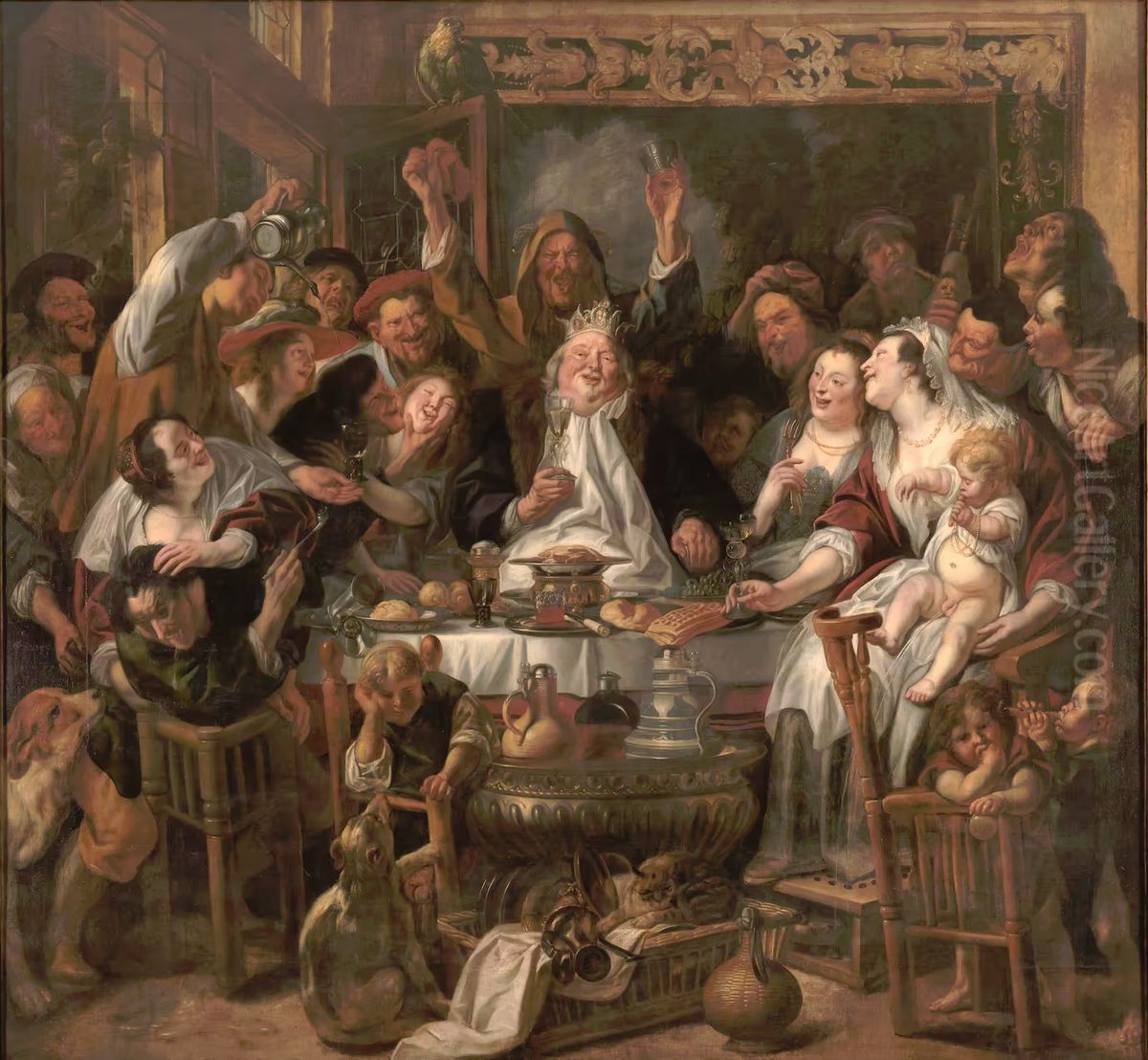 The Bean kingorThe King drinks Oil Painting by Jacob Jordaens