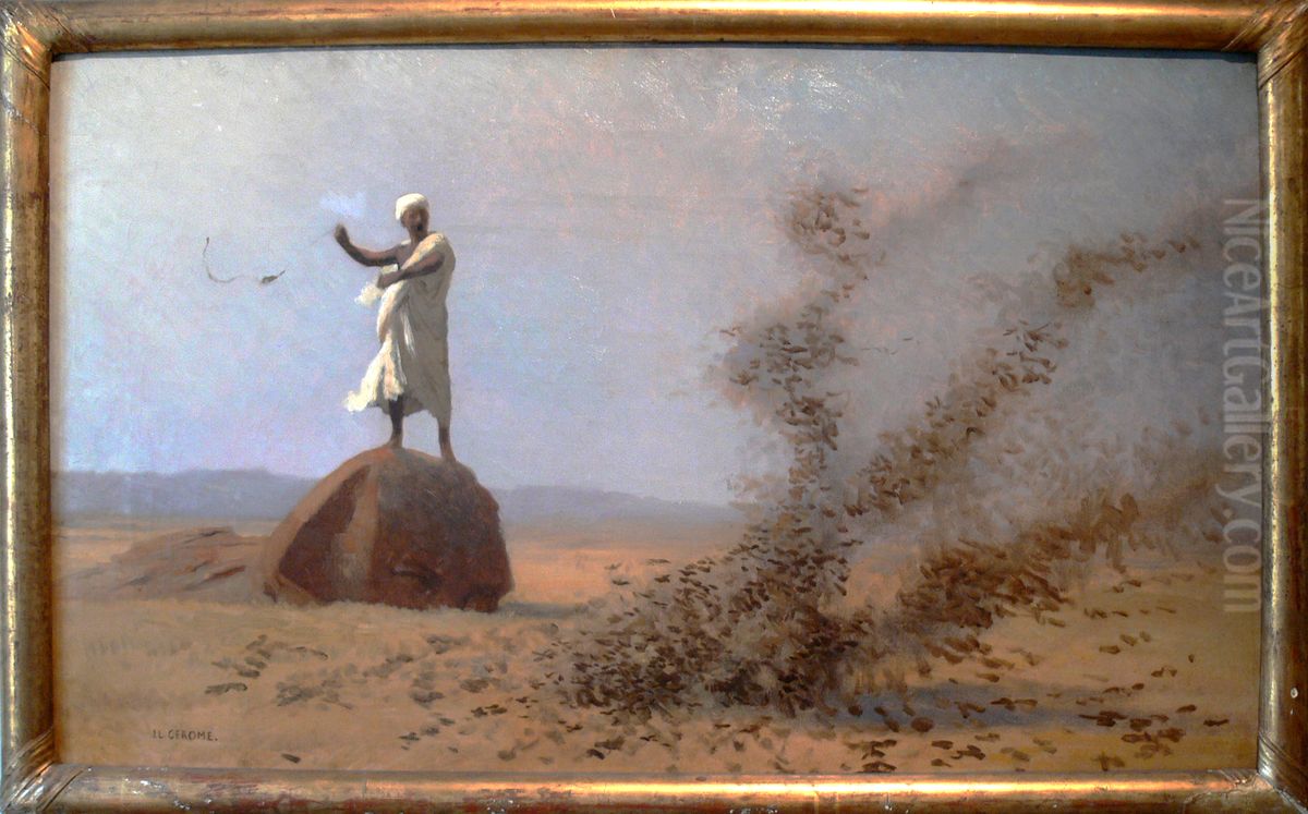 Arab frightening larks away Oil Painting by Jean-Leon Gerome