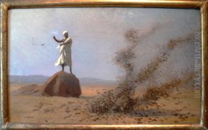 Arab frightening larks away