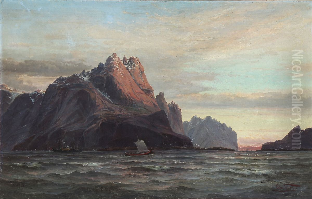 View from Vaagekallen at Lofoten in Norway Oil Painting by Edvard Skari