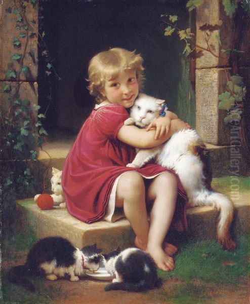 Her favourite pet Oil Painting by Leon Bazille Perrault