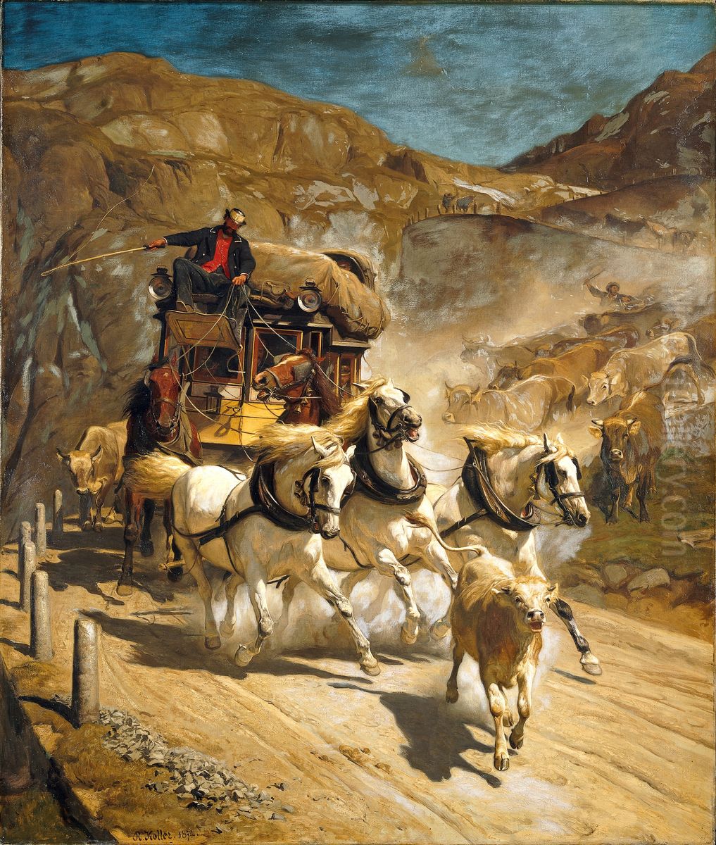 The Gotthard Post Oil Painting by Rudolf Koller