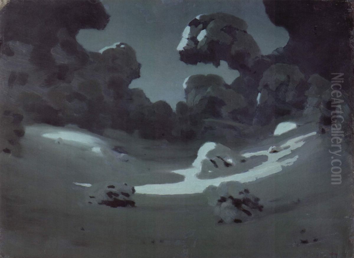 Moon spots in the forest, winter Oil Painting by Arkhip Kuindzhi