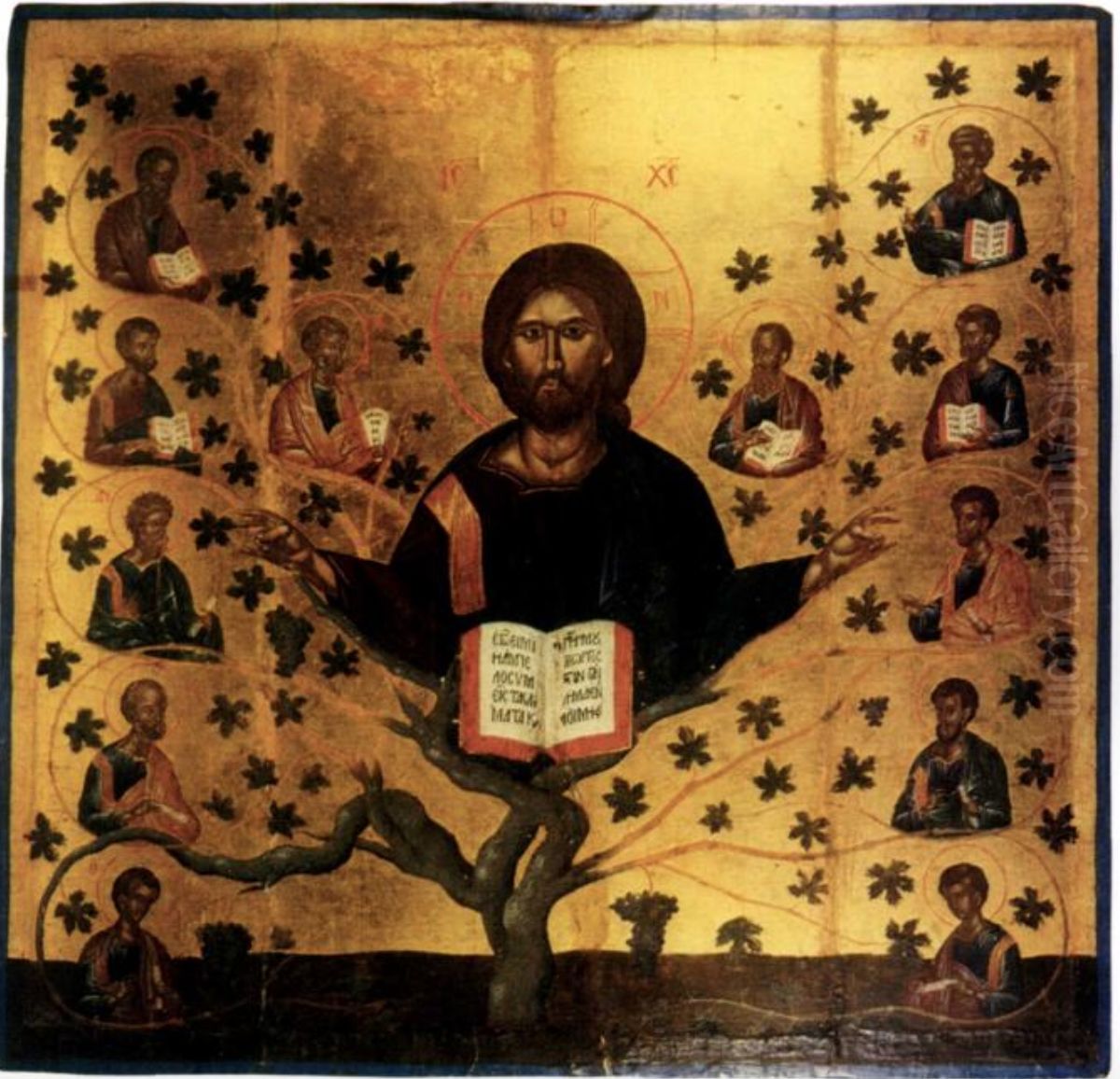 Christ the Vine Oil Painting by Angelos Akotantos
