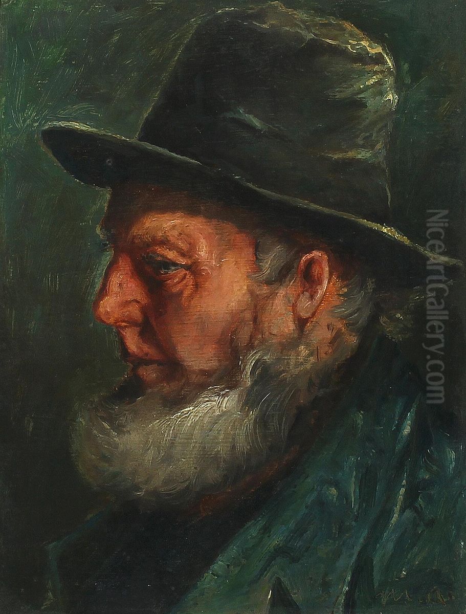 Fiskeren Ole Svendsen i profil, Skagen. Oil Painting by Michael Peter Ancher