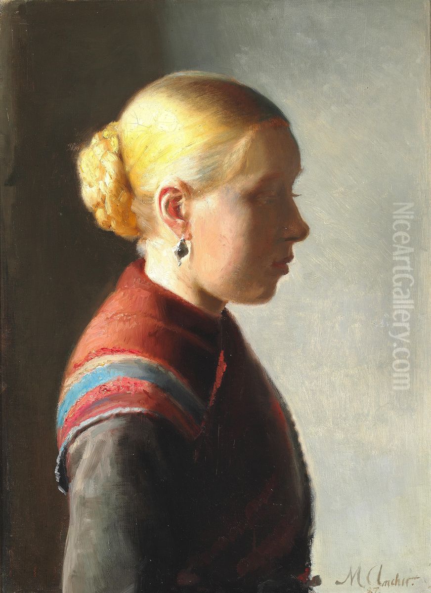 Young woman. Oil Painting by Michael Peter Ancher