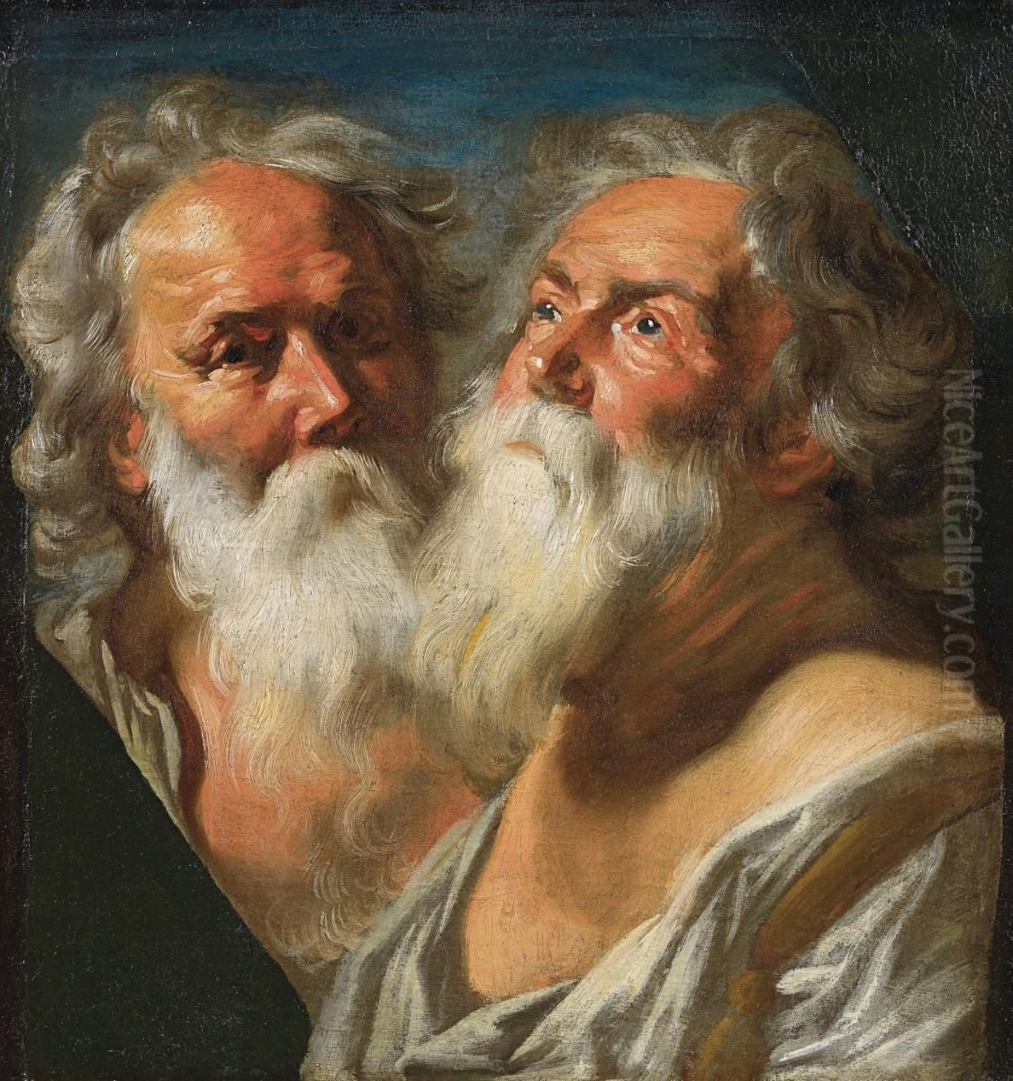 Two heads of apostles Oil Painting by Jacob Jordaens