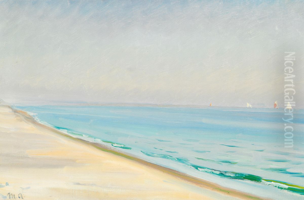 Summer day at Skagen Sonderstrand.. Oil Painting by Michael Peter Ancher