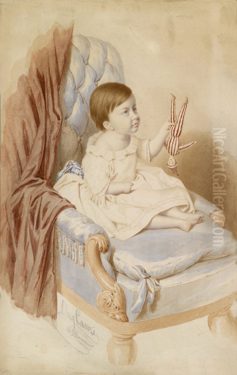 Madchen mit Puppe Oil Painting by Auguste Alexis Canzi